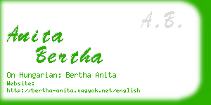 anita bertha business card